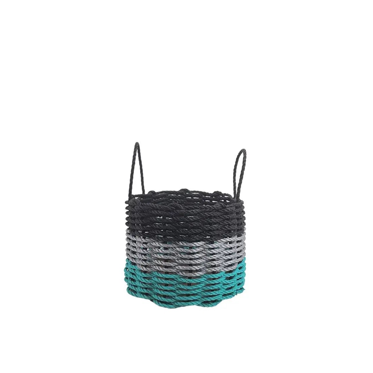 Authentic Maine Lobster Rope Storage Basket Teal Gray Black 16 Inches
