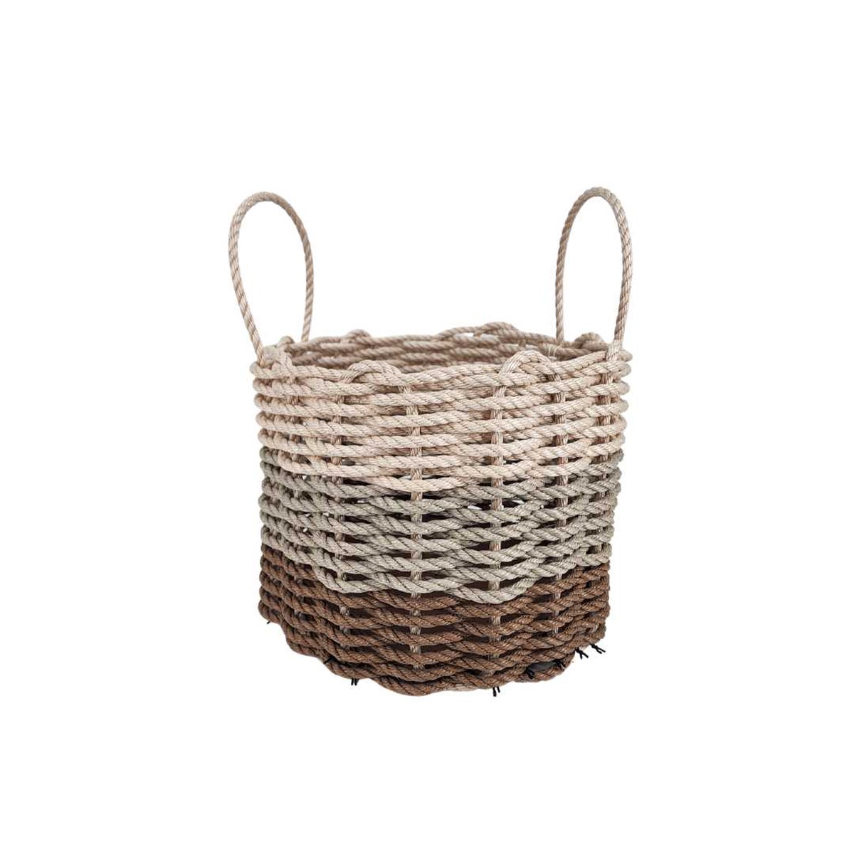 Brown Tan Light Tan Ombre Rope Basket 16 Inches