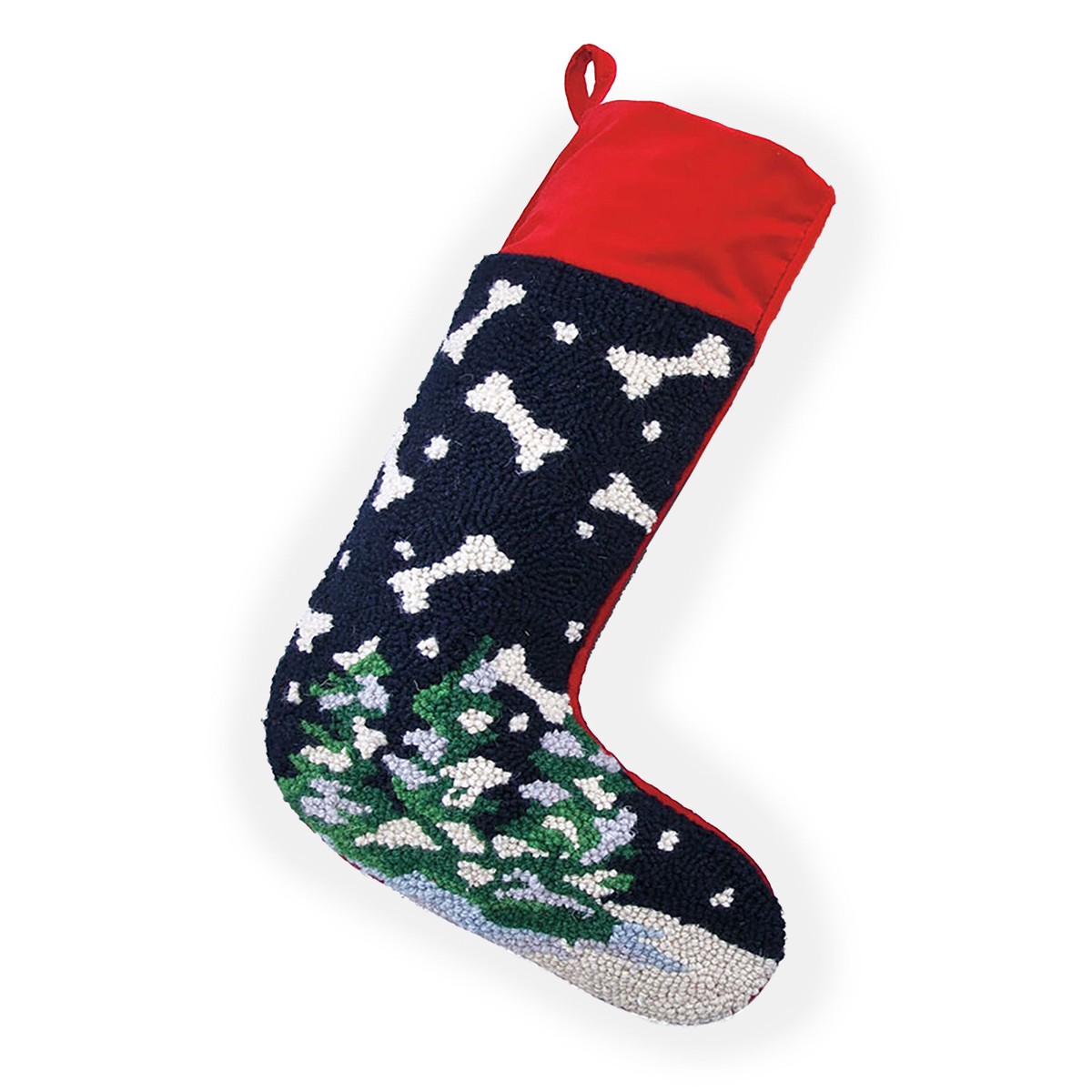 Dog Themed Hooked Wool Christmas Stocking Paws