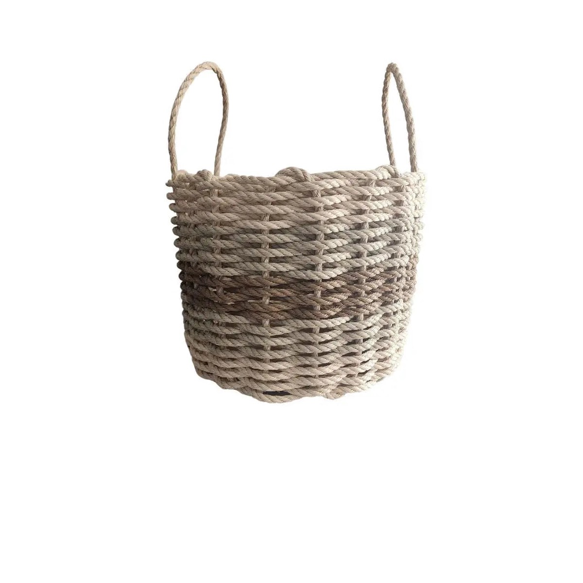Five Stripe Rope Storage Basket Light Tan Tan Brown 16 Inches