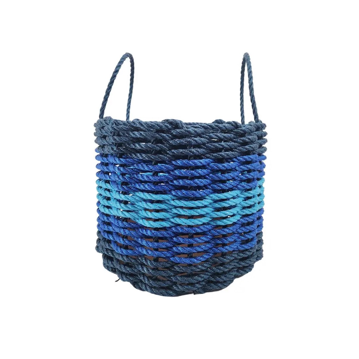 Five Stripe Rope Storage Basket Navy Blue Blue Light Blue 16 Inches