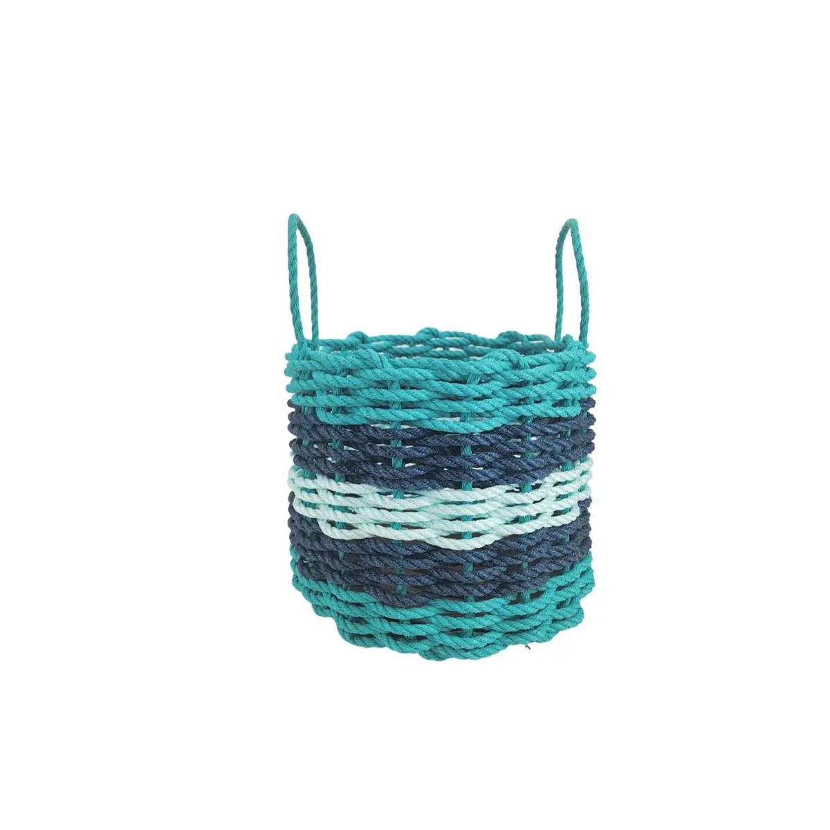 Five Stripe Rope Storage Basket Teal Navy Blue Seafoam BundleIncludes1OfEachSize9 16 16
