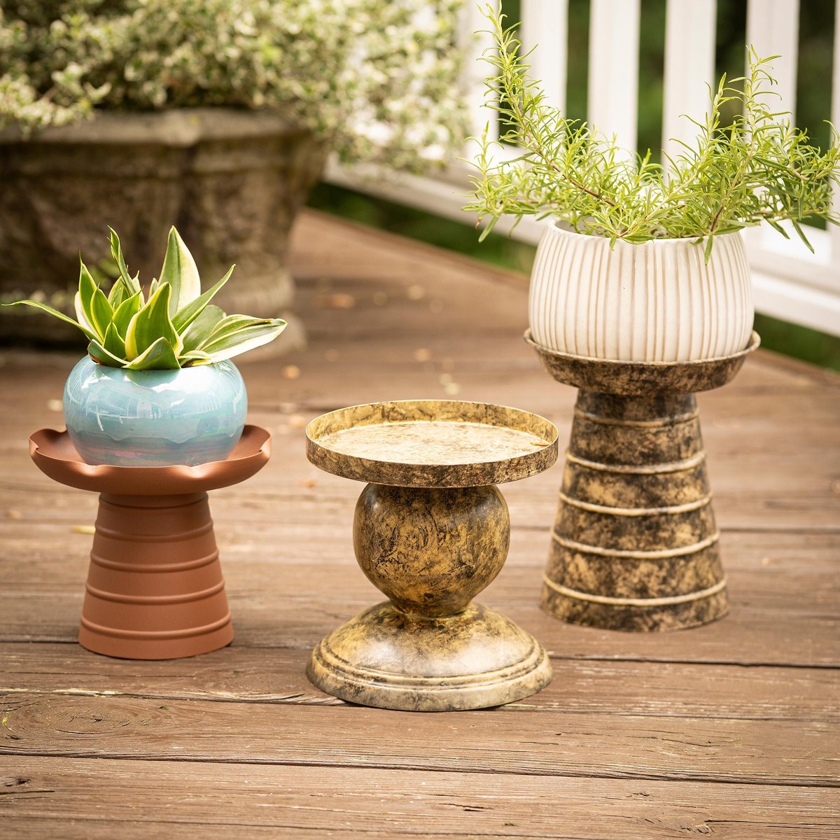 Garden Of Wonder Plant Stand Multi-Color Metal Riser Set Of 3