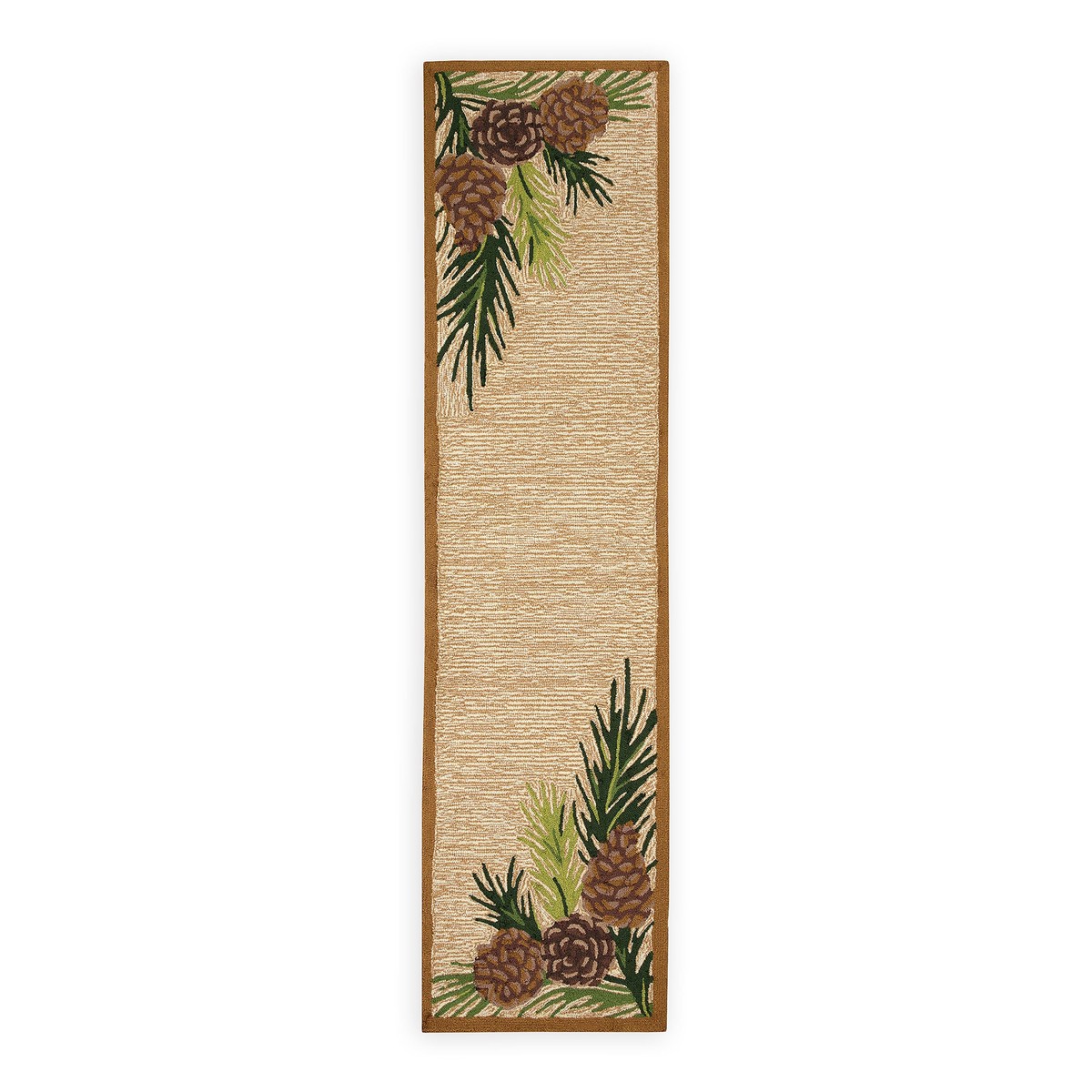 IndoorOutdoor Forest Lake Border Rug 2 X 8 Runner Natural