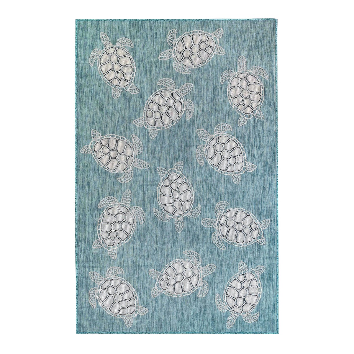 IndoorOutdoor Textured Sea Turtles Polypropylene Rug 710 X 910 Aqua