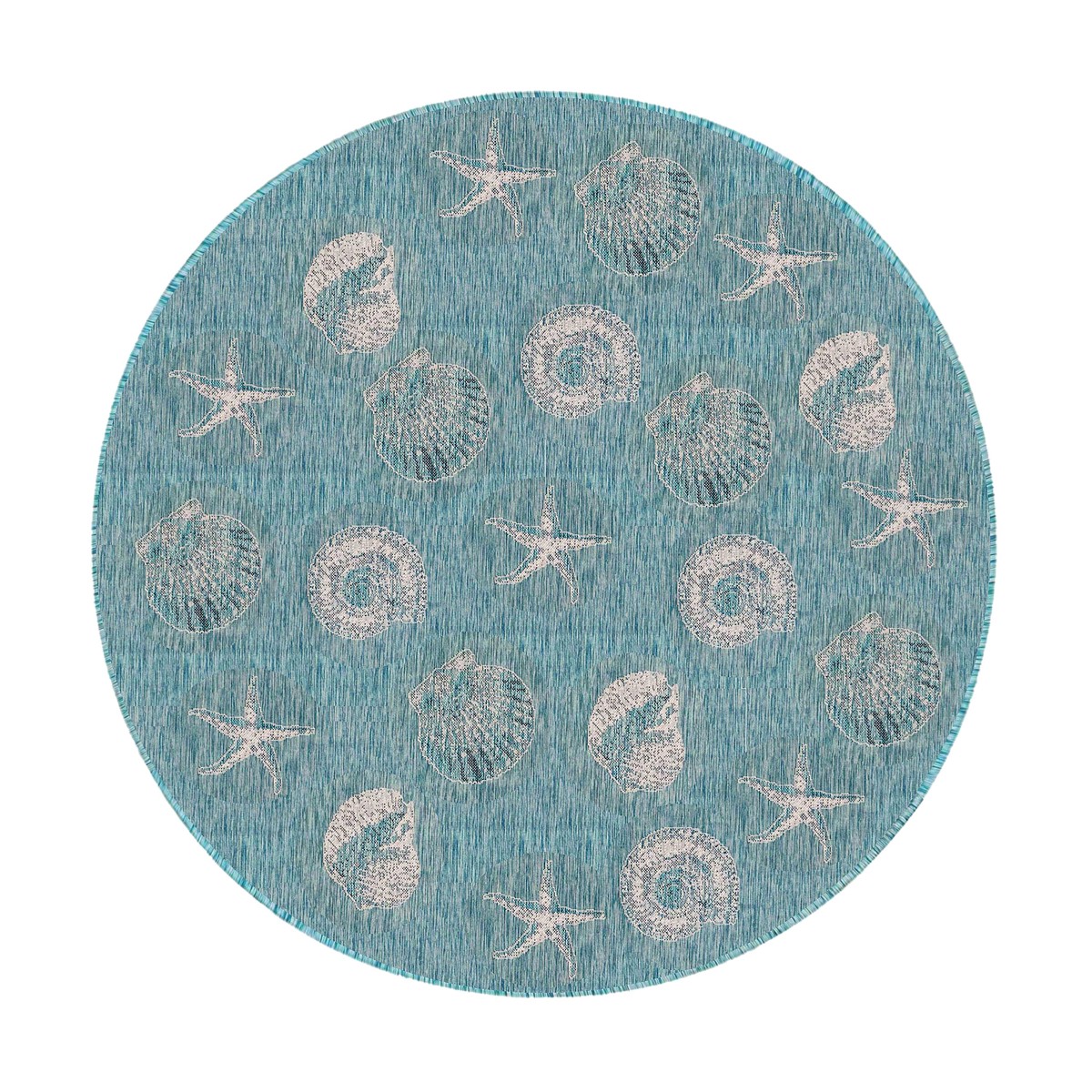 IndoorOutdoor Textured Shells Polypropylene Rug 710 Round Navy