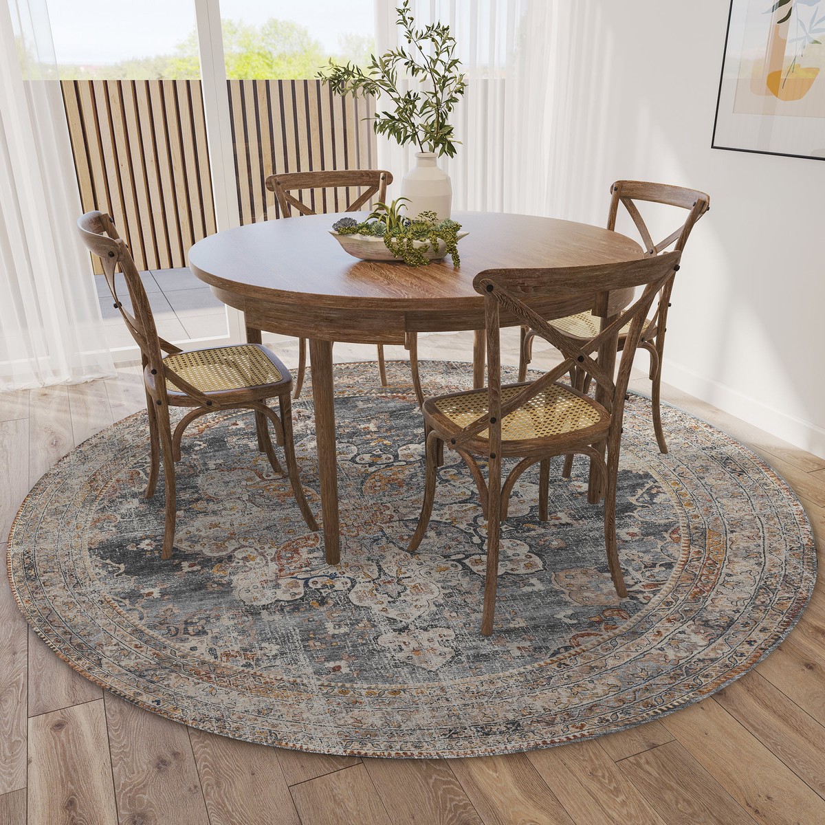 Jericho Charcoal Polyester Area Rug 26 Runner