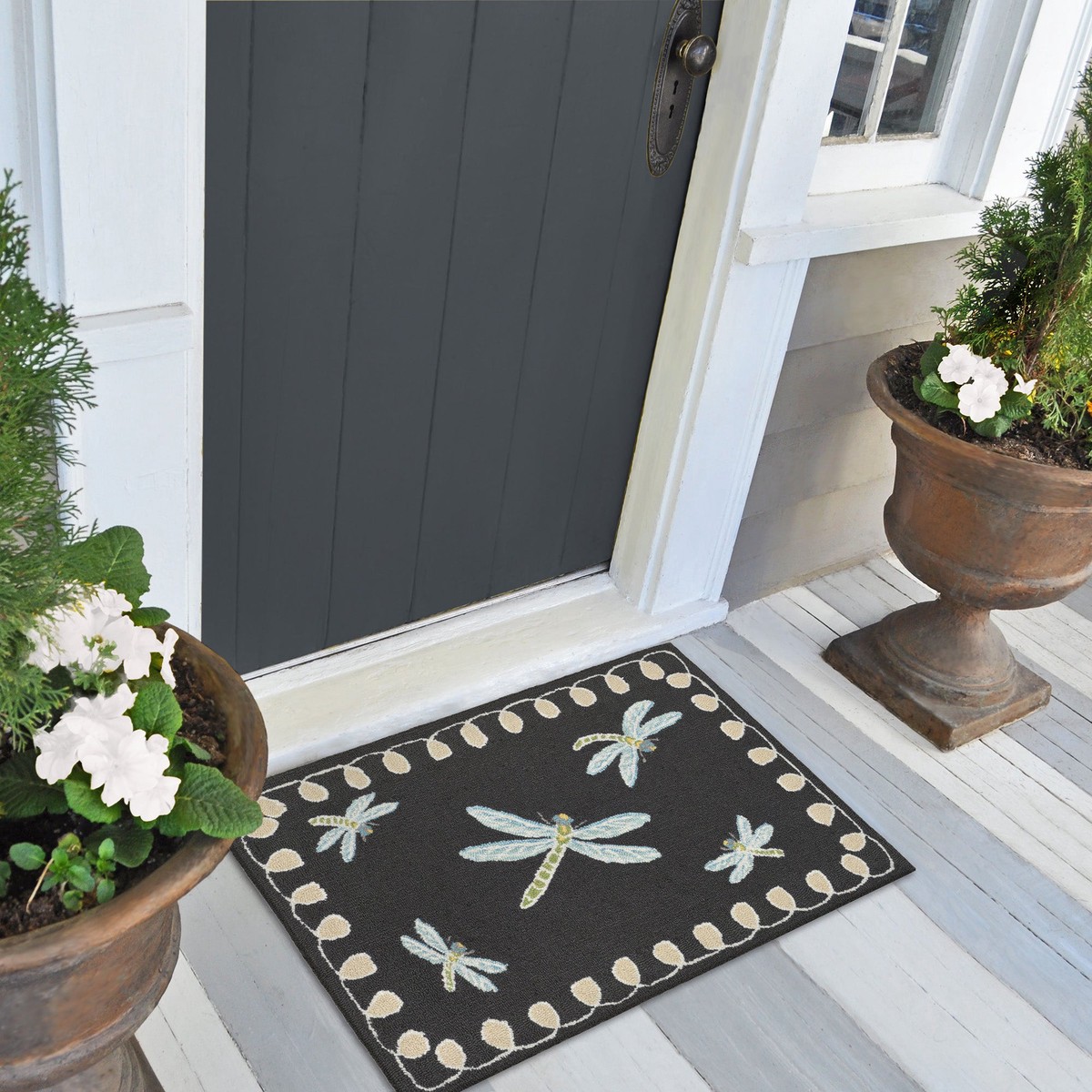 Liora Manne Frontporch Dragonfly IndoorOutdoor Mat Midnight 2 X 3 36