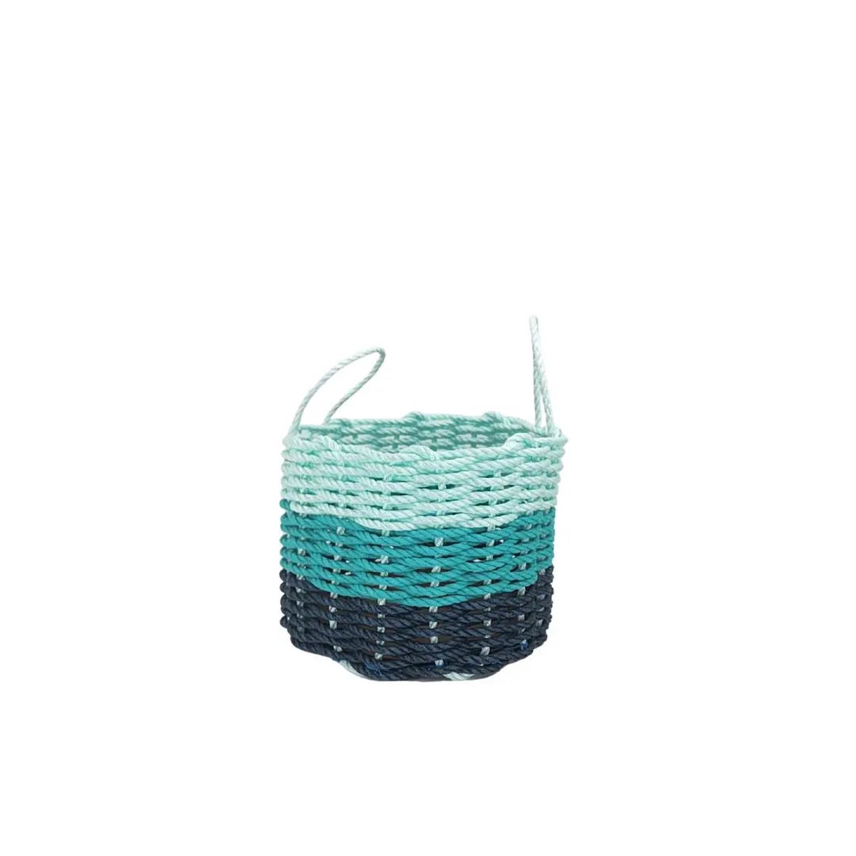 Lobster Rope Storage Basket Navy Blue Teal Seafoam 9 Inches