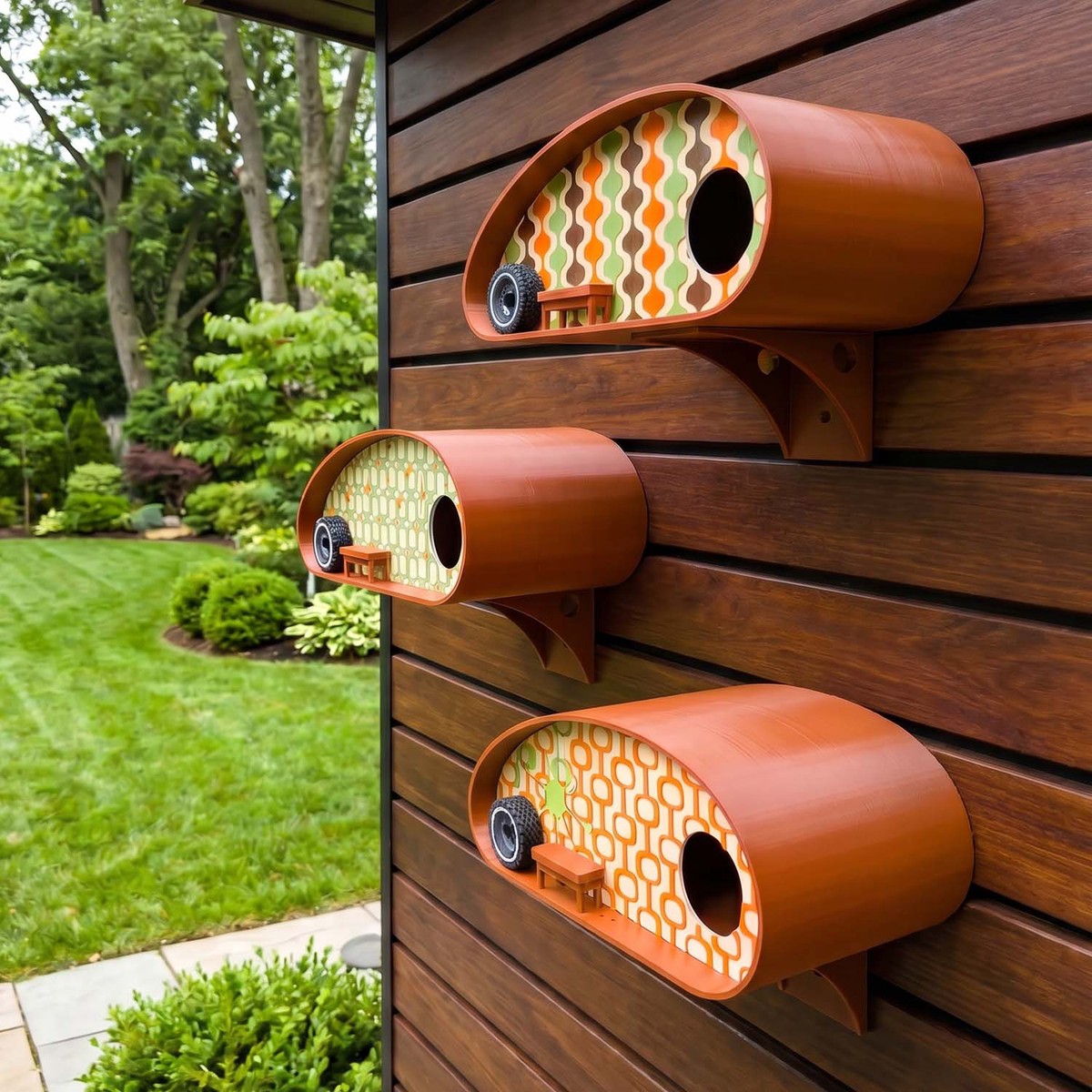 Mid-Century Retro Rv Park Birdhouses Design12HoleBiggerBirds