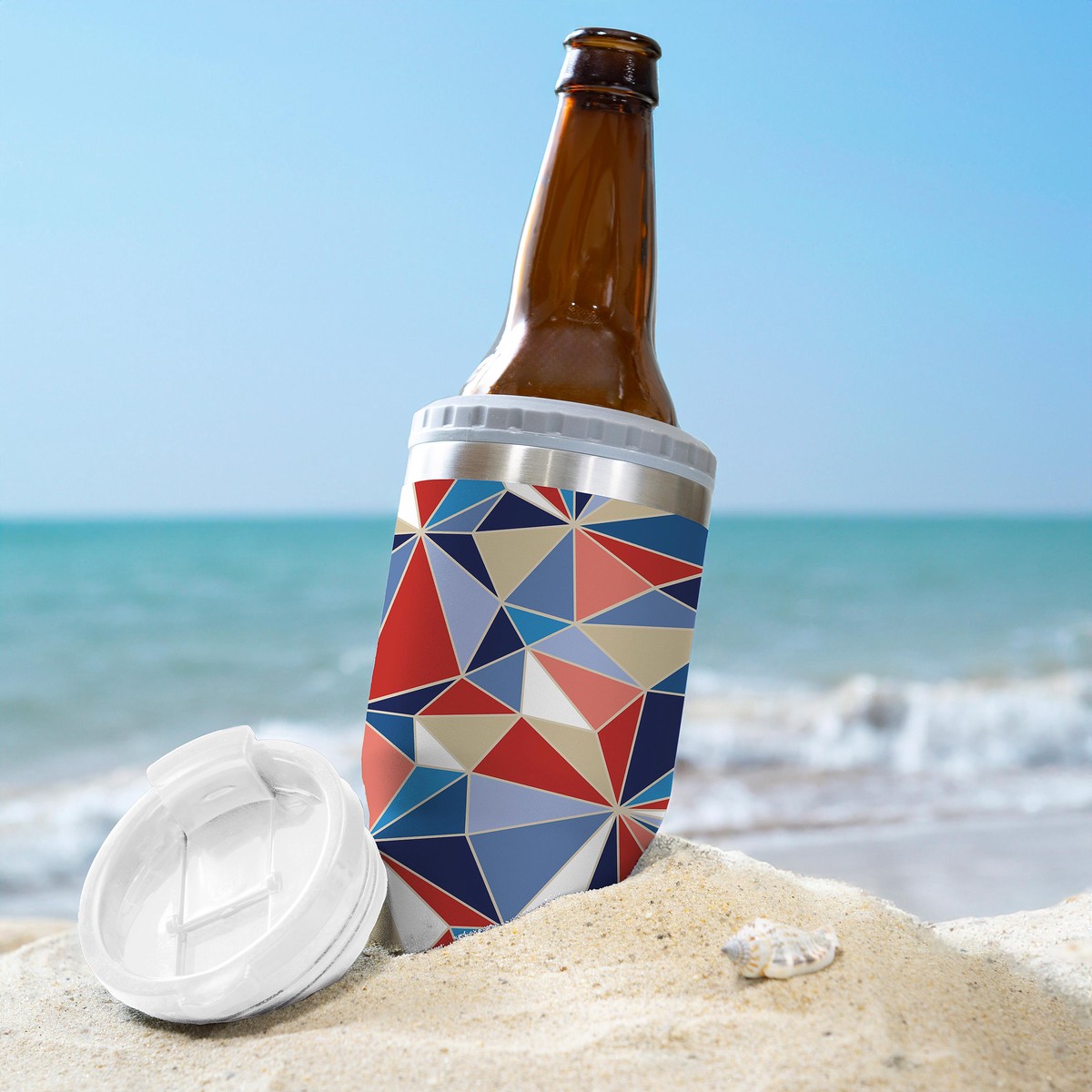 Triangles Stainless Steel Quatre Chiller With Silicone Cap And Tumbler Slide Lid Gift Box