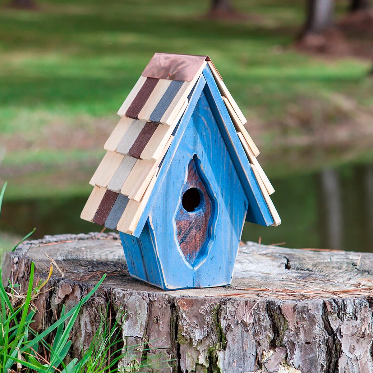 Vintage Wren Birdhouse Gray