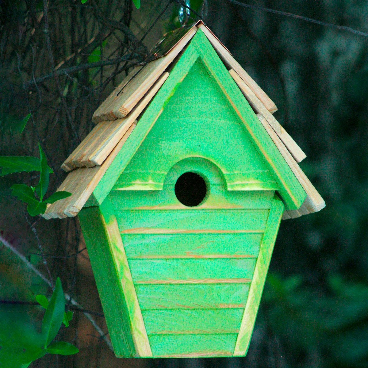 Warbling Wren Birdhouse Whitewashed