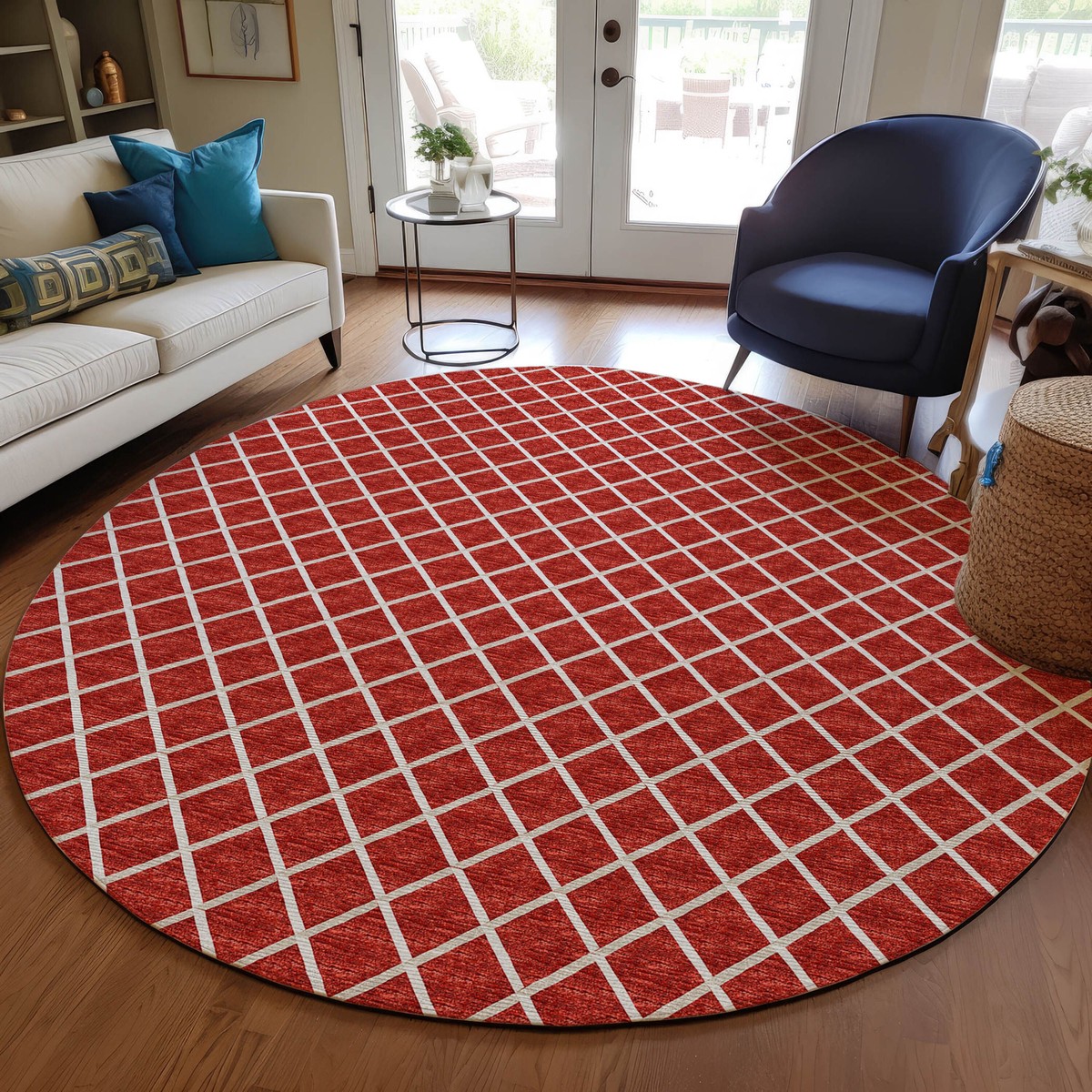York Red Polyester Area Rug 23