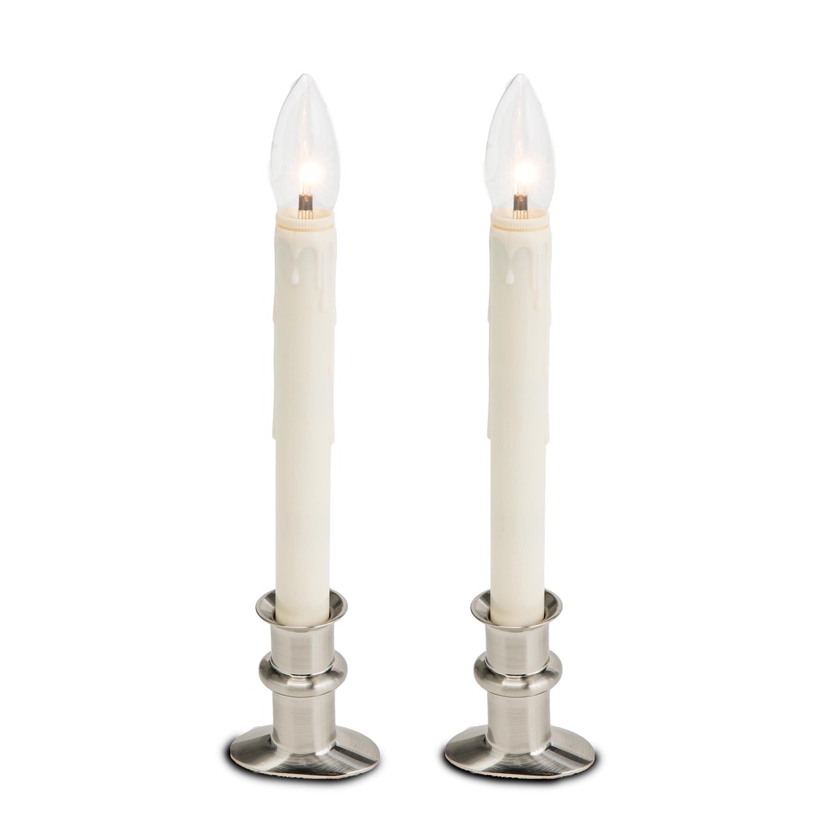 Adjustable Window Hugger Candles Set Of 2 Pewter