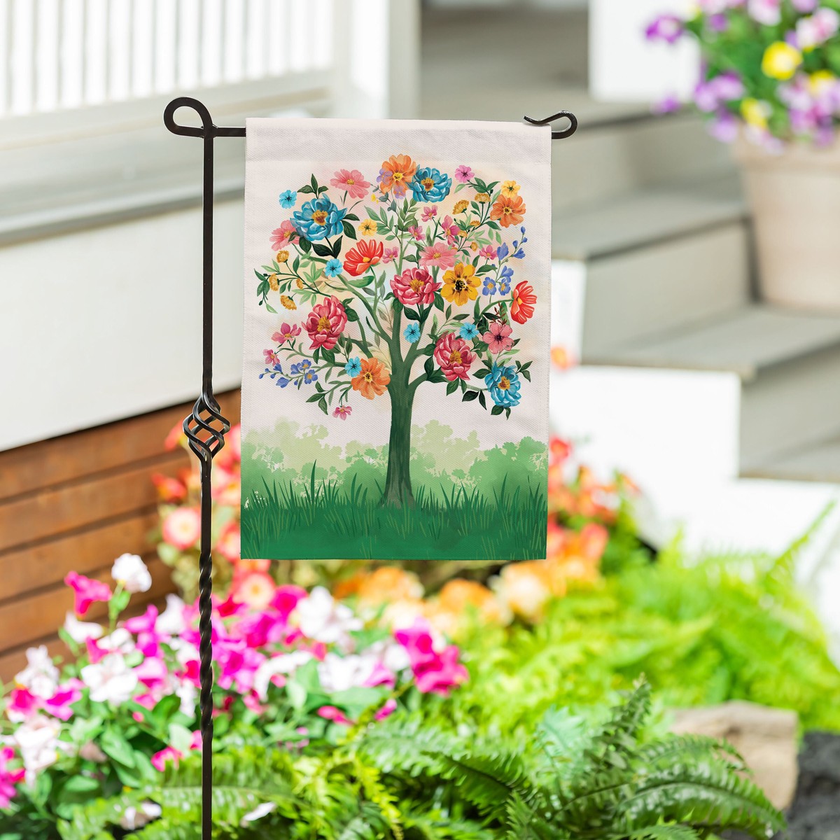 Blooming Tree Of Life Burlap Garden Flag