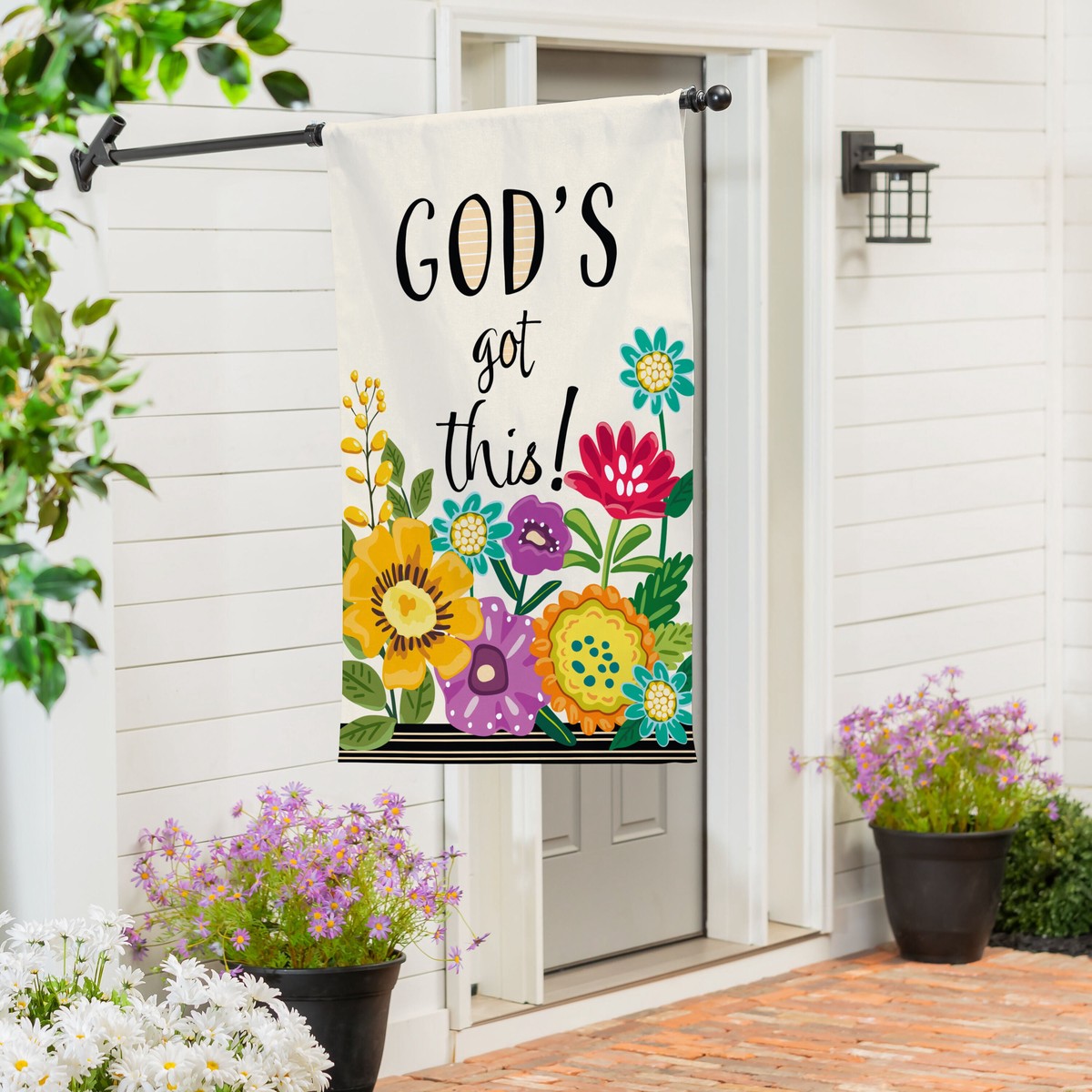 GodS Got This Burlap Flag Garden