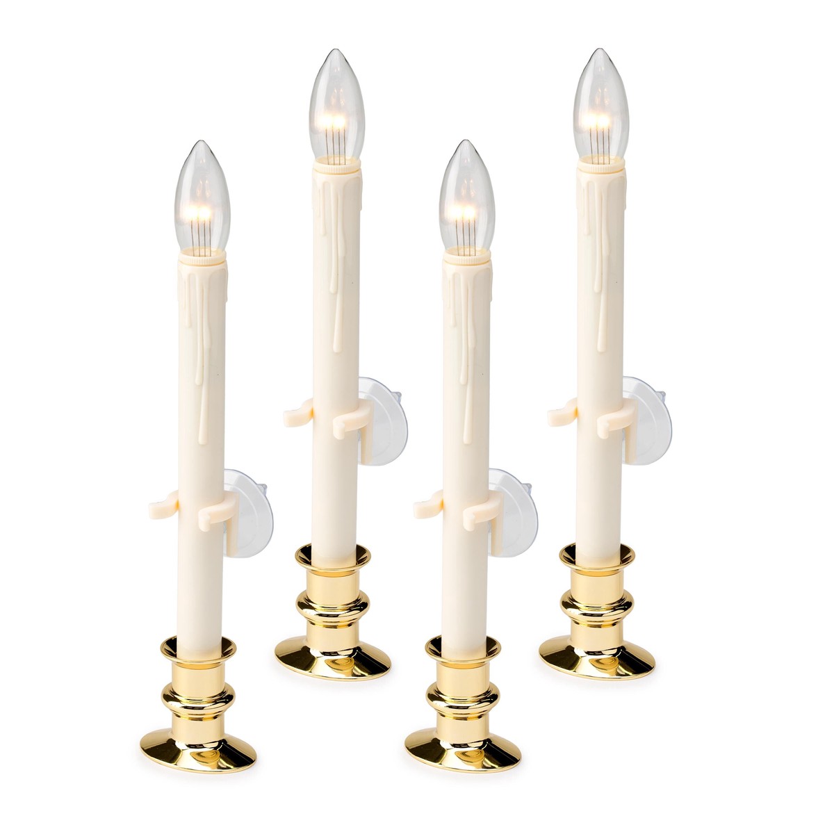 Suction Cup Window Candles With Timer And Remote Set Of 4 Brass