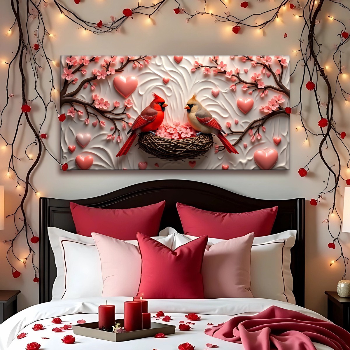 3D Cardinals Wall Art 48 InchLargePremiumGalleryWrapped