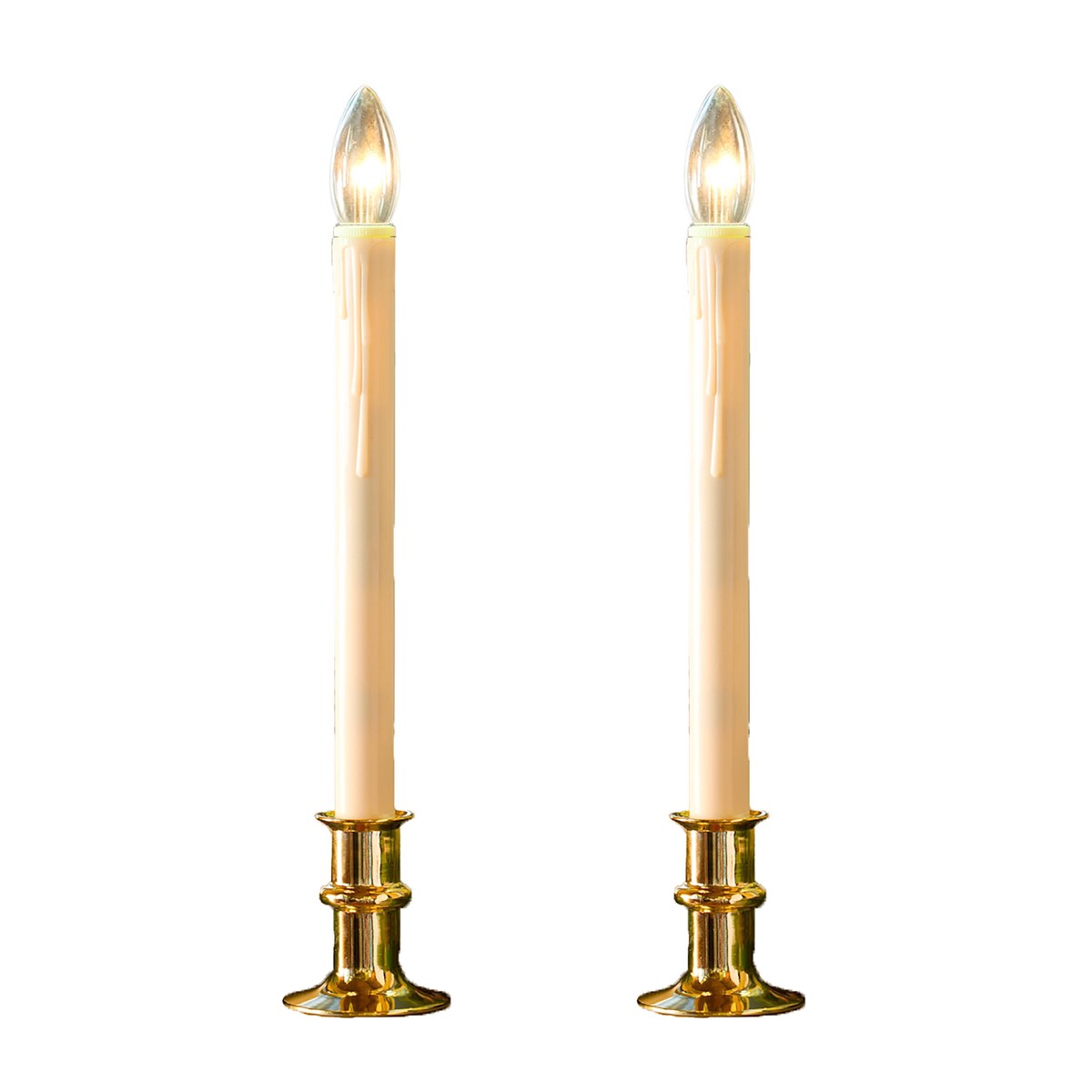 Adjustable Window Candle With Timer Set Of 2 Brass