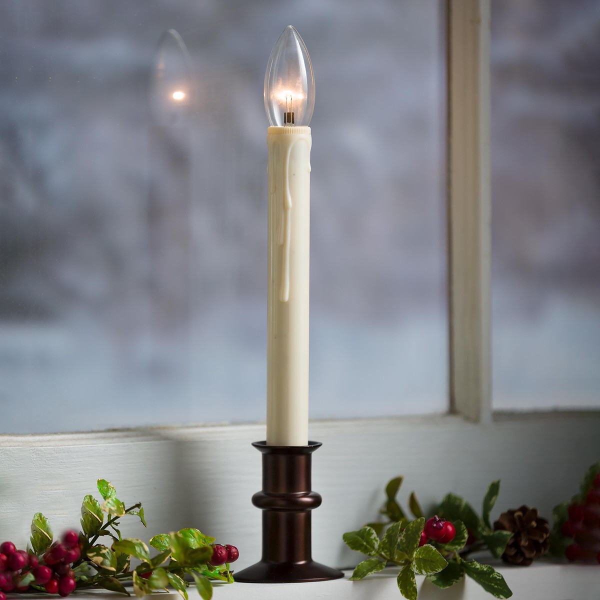 Adjustable Window Hugger Candles Set Of 4 With Remote Bronze