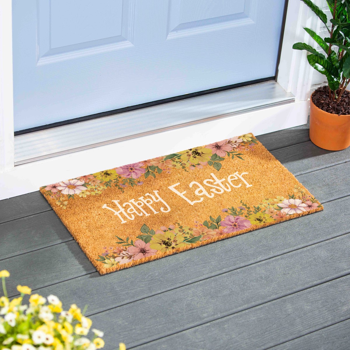 Bunny Blooms Floral Bunny Coir Mat 28
