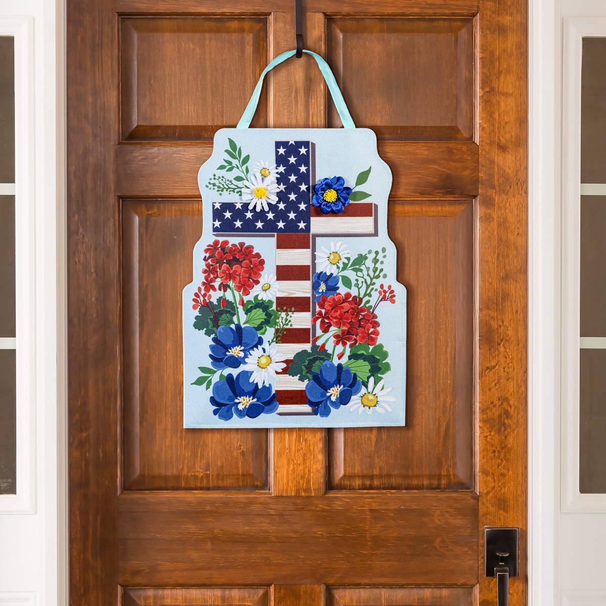 Easter Cross Patriotic Cross Reversible Door Decor