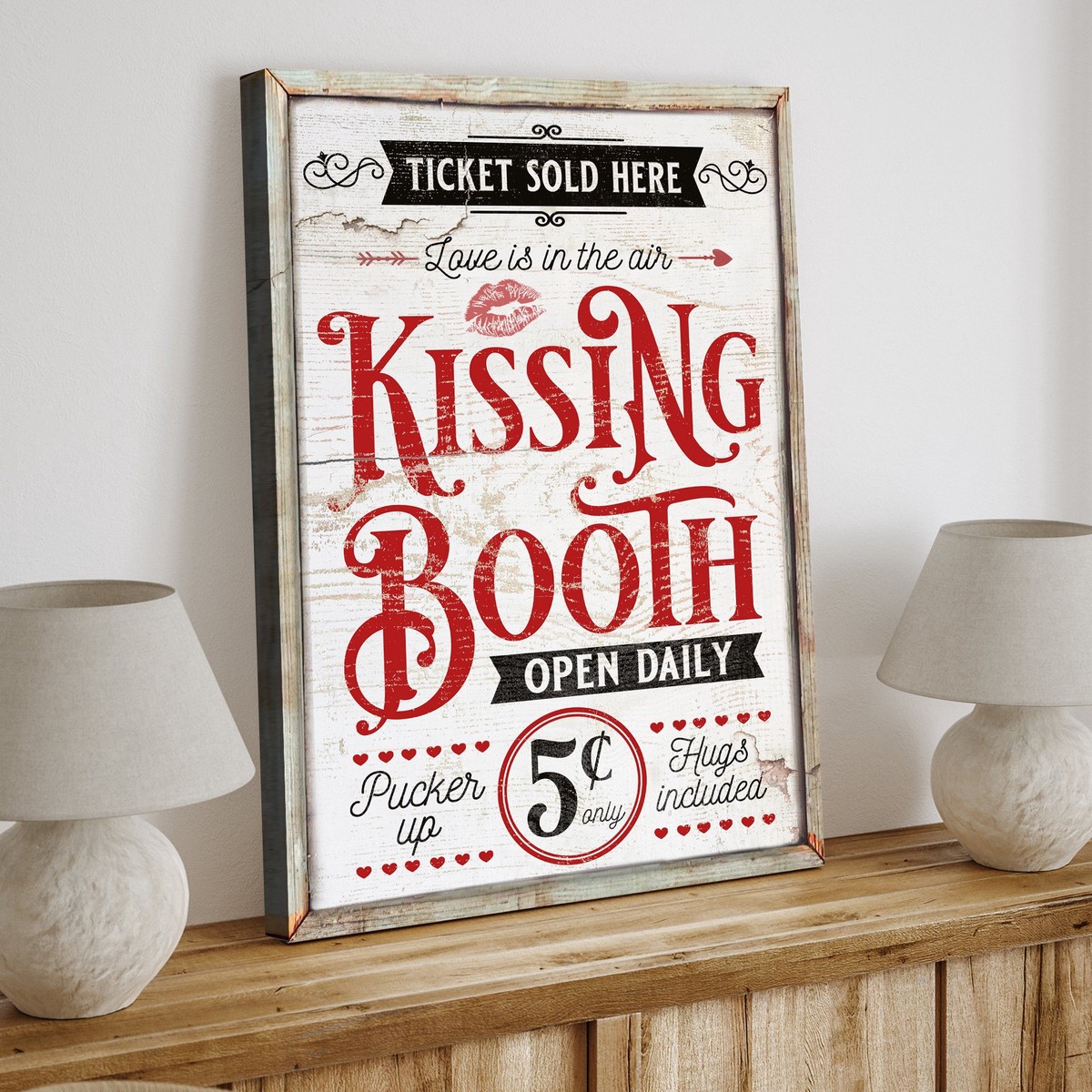 Kissing Booth Sign 24 InchLargePremiumGalleryWrapped