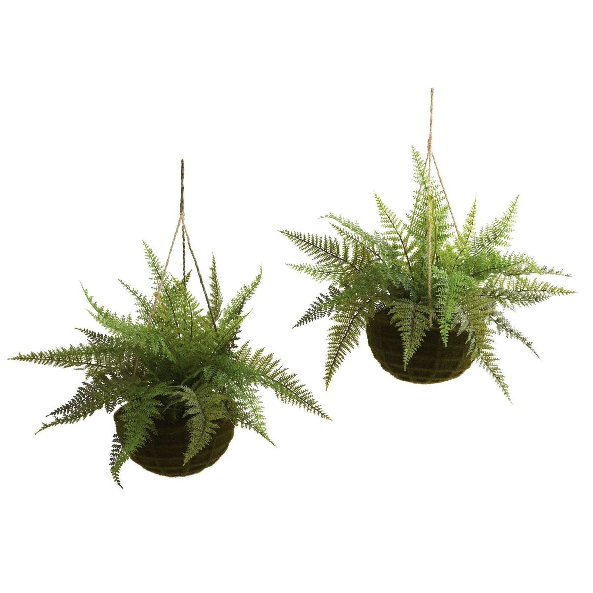 Leather Fern Hanging Basket Set (Set Of 2) Perfect Indoor And Outdoor Dcor