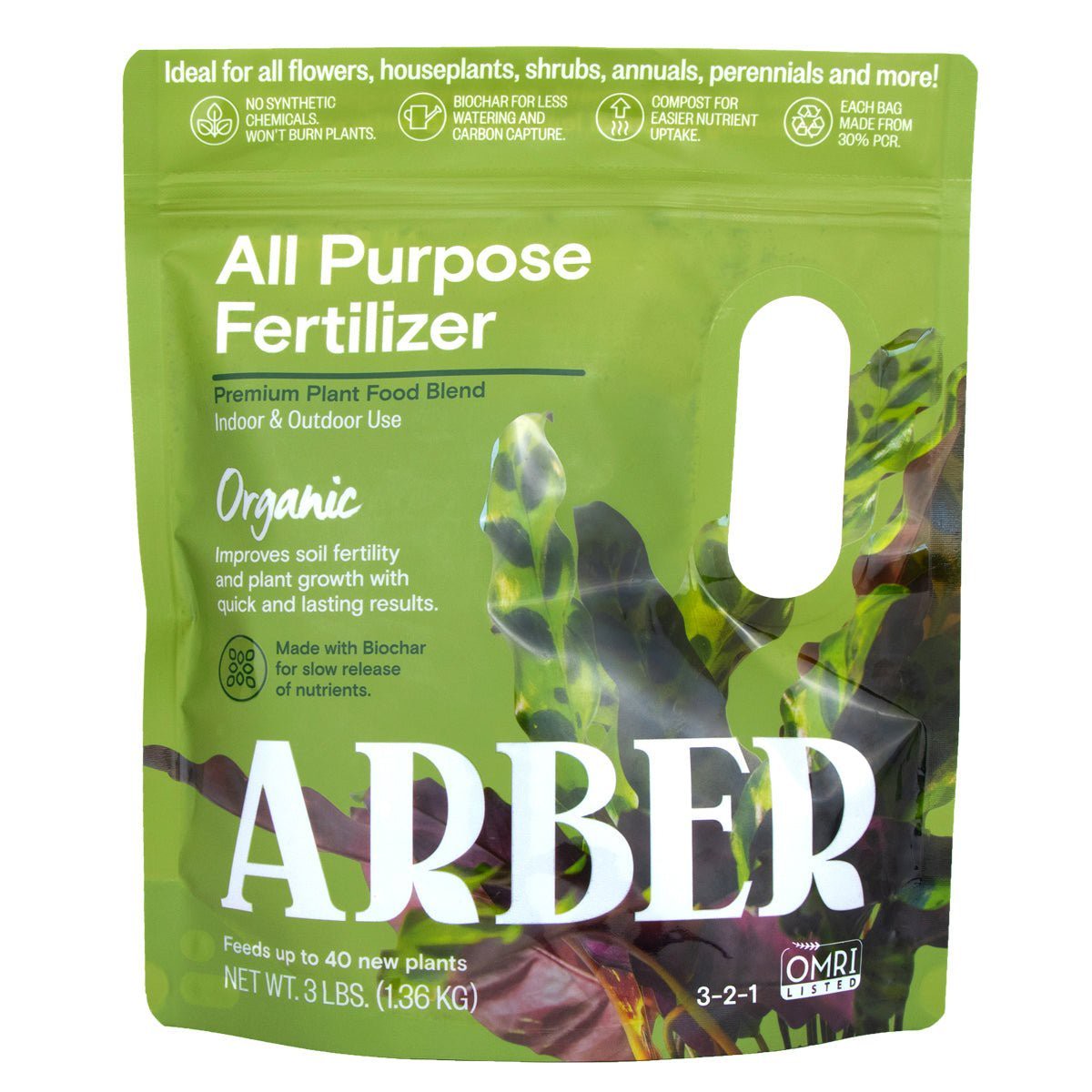 Organic All-Purpose Fertilizer 3 Lbs With Biochar For Lasting Results