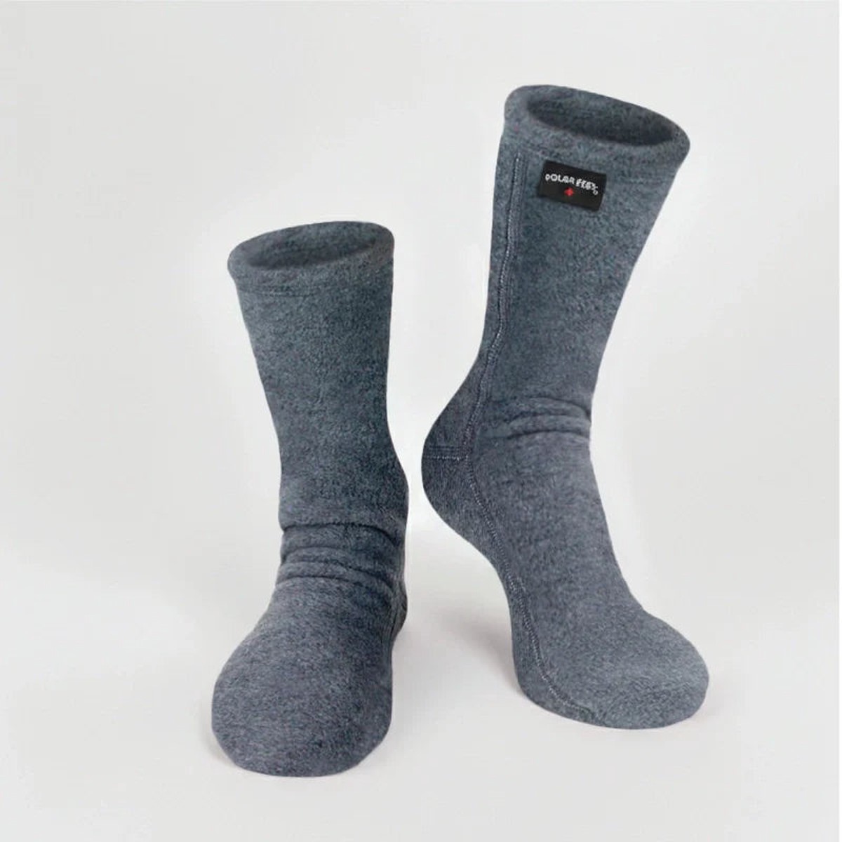 Polar Feet Fleece Socks - Soft Grey NonskidXlM12-13