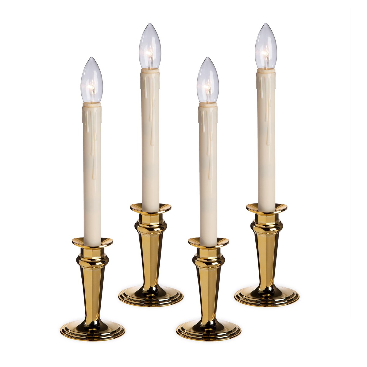 Traditional Adjustable Window Candles With Timer And Remote Set Of 4 Pewter