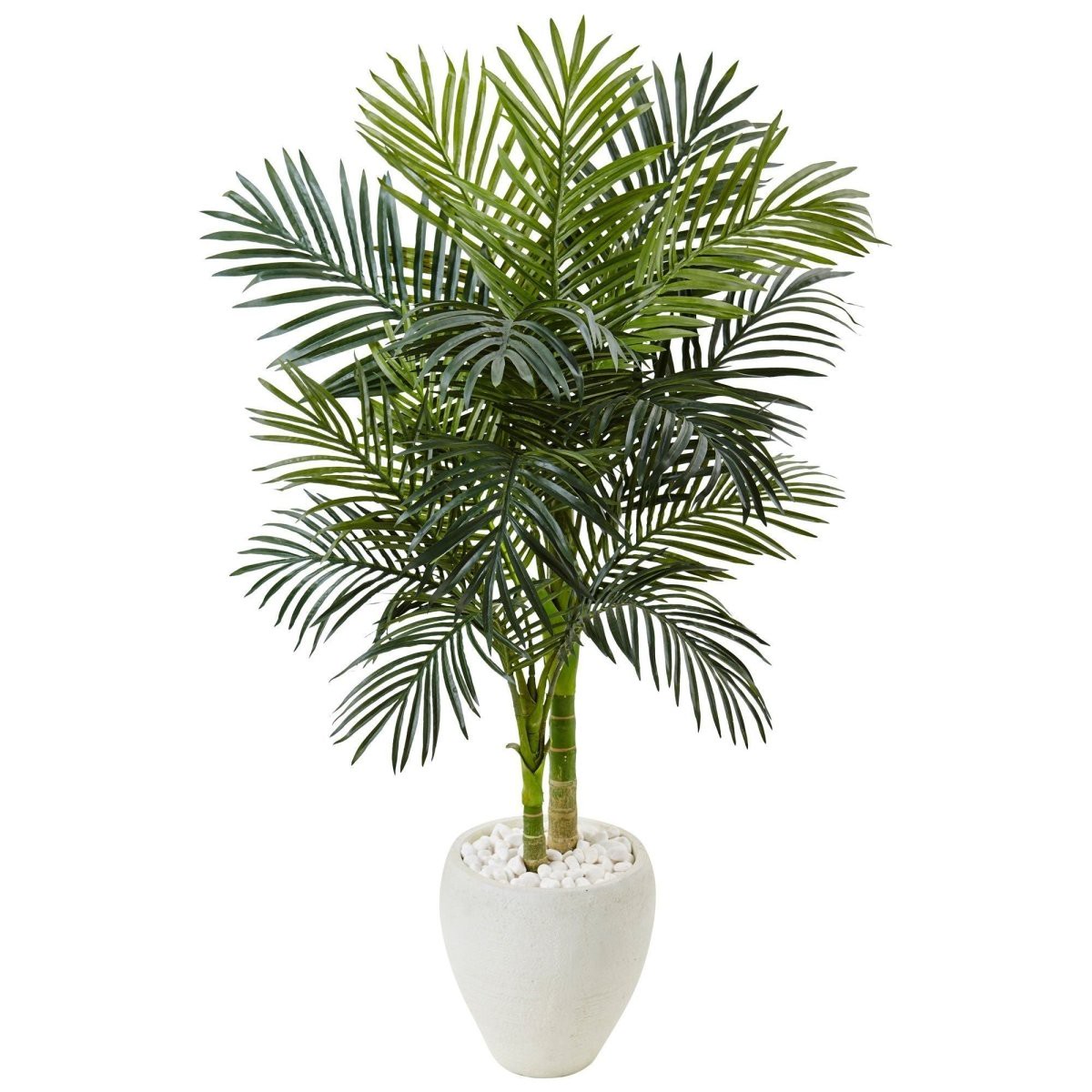 45-Ft Faux Golden Cane Palm Tree In White Oval Planter