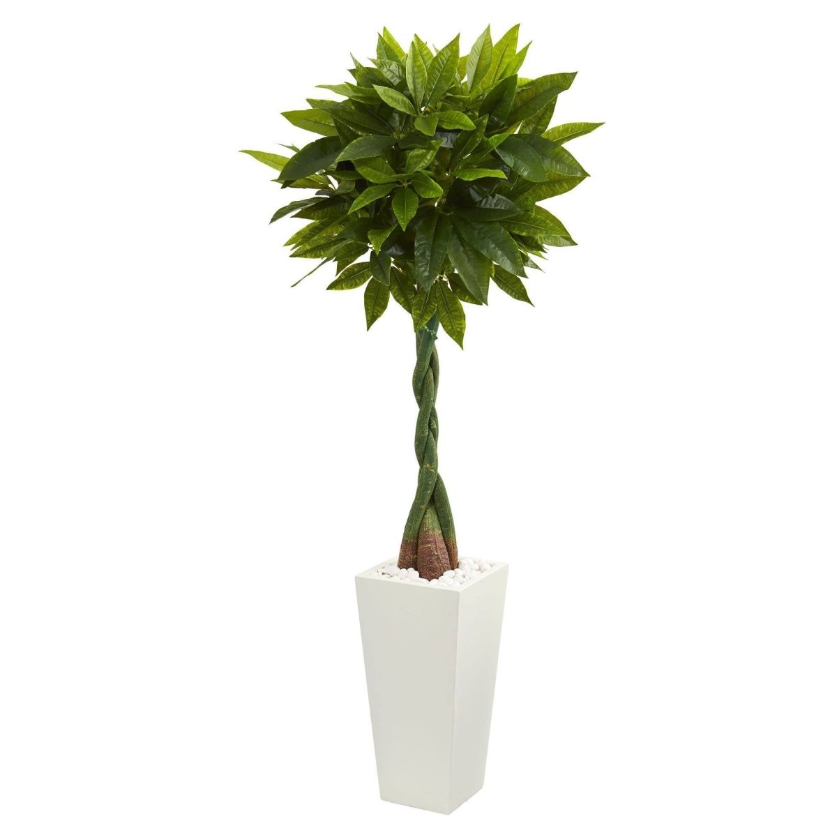 55-Ft Artificial Money Tree In White Tower Planter