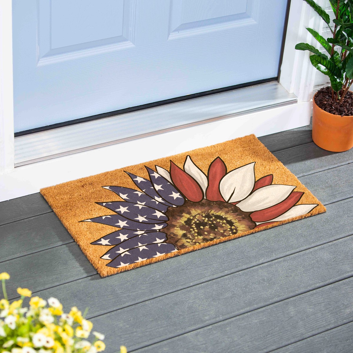 American Classic Patriotic Sunflower Coir Mat 28