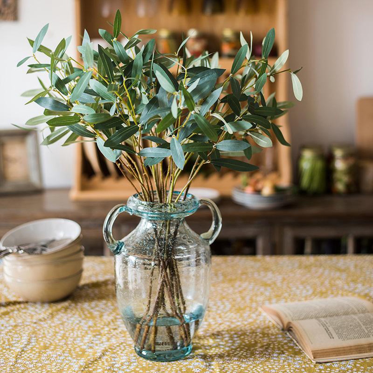 Artificial Faux Olive Leaf Stem SmallFiveStems