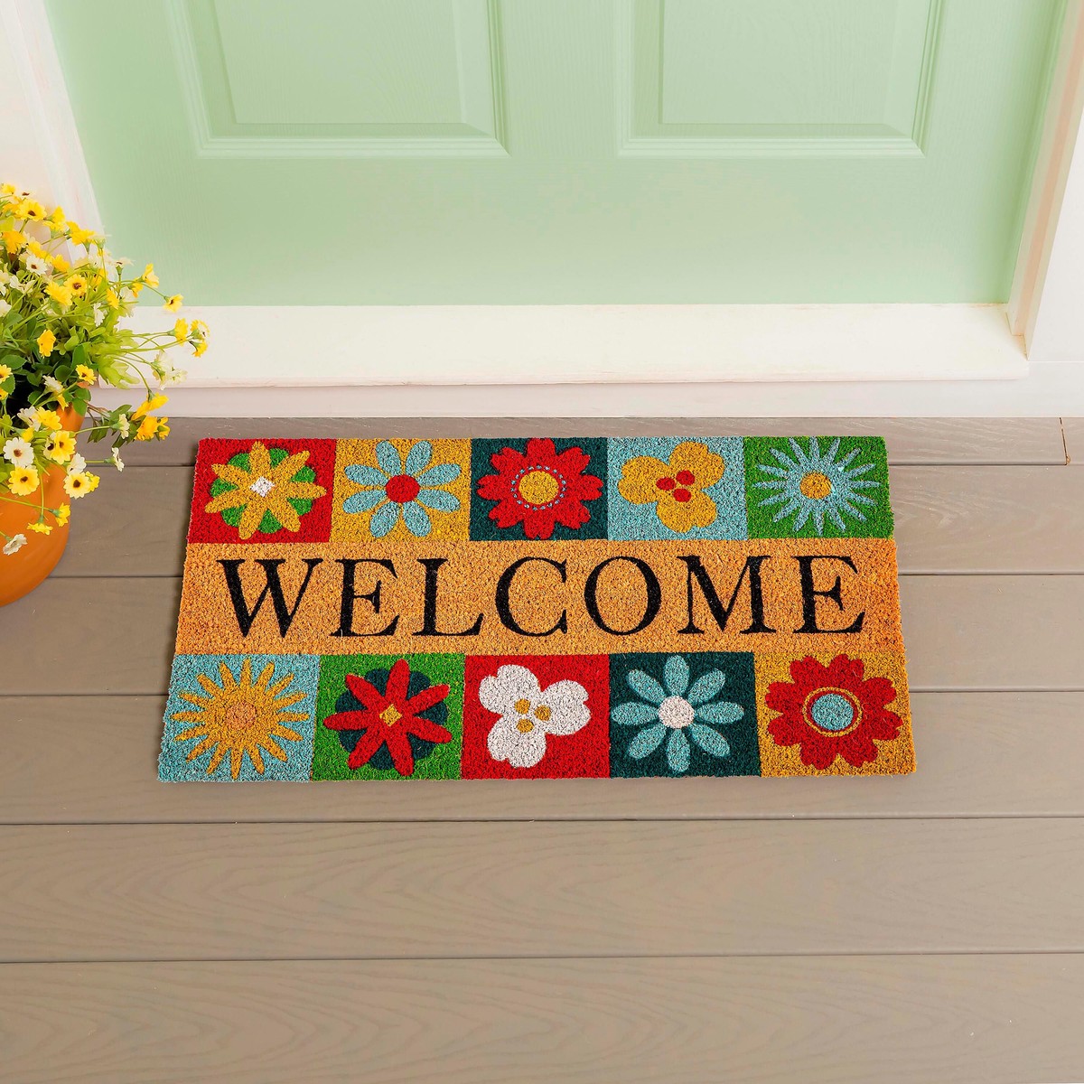 Big Bold Florals Welcome Tiles Coir Mat
