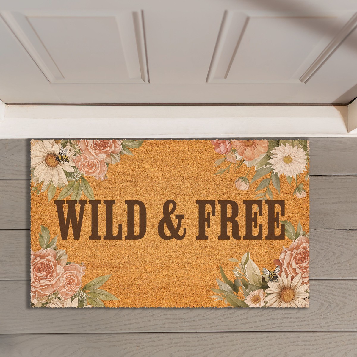 Petal Plow Floral Boots Coir Mat 30