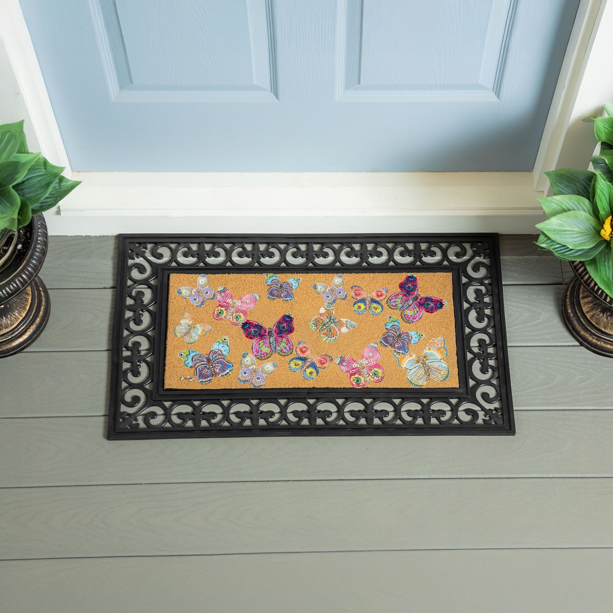 Seaside Retreat Flocked Coir Sassafras Switch Mat Butterflies 22