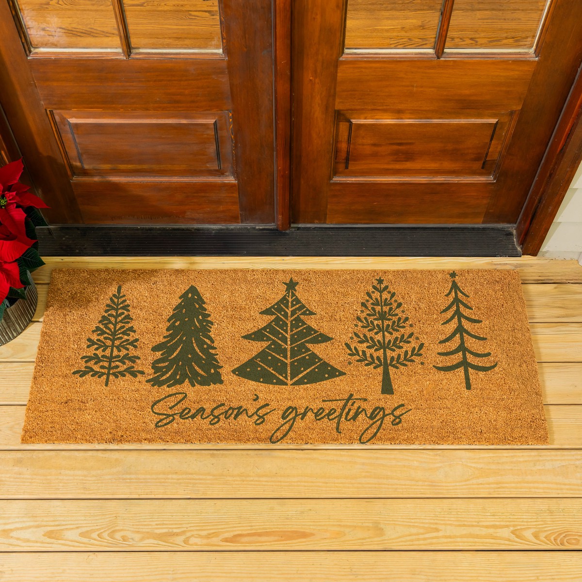 Shades Of Emerald Coir Mat Seasons Greetings 60
