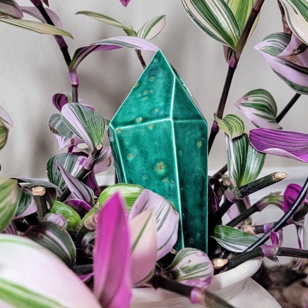 Tall Crystal Plant Watering Spike Malachite