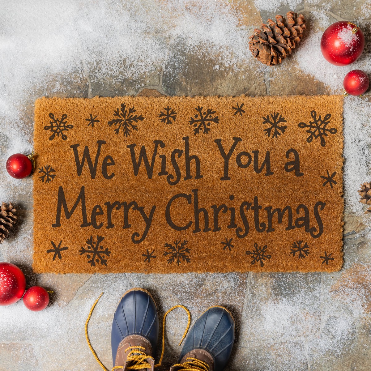 Twas The Night Nostalgia Christmas Tree Coir Mat We Wish You A Merry Christmas 28