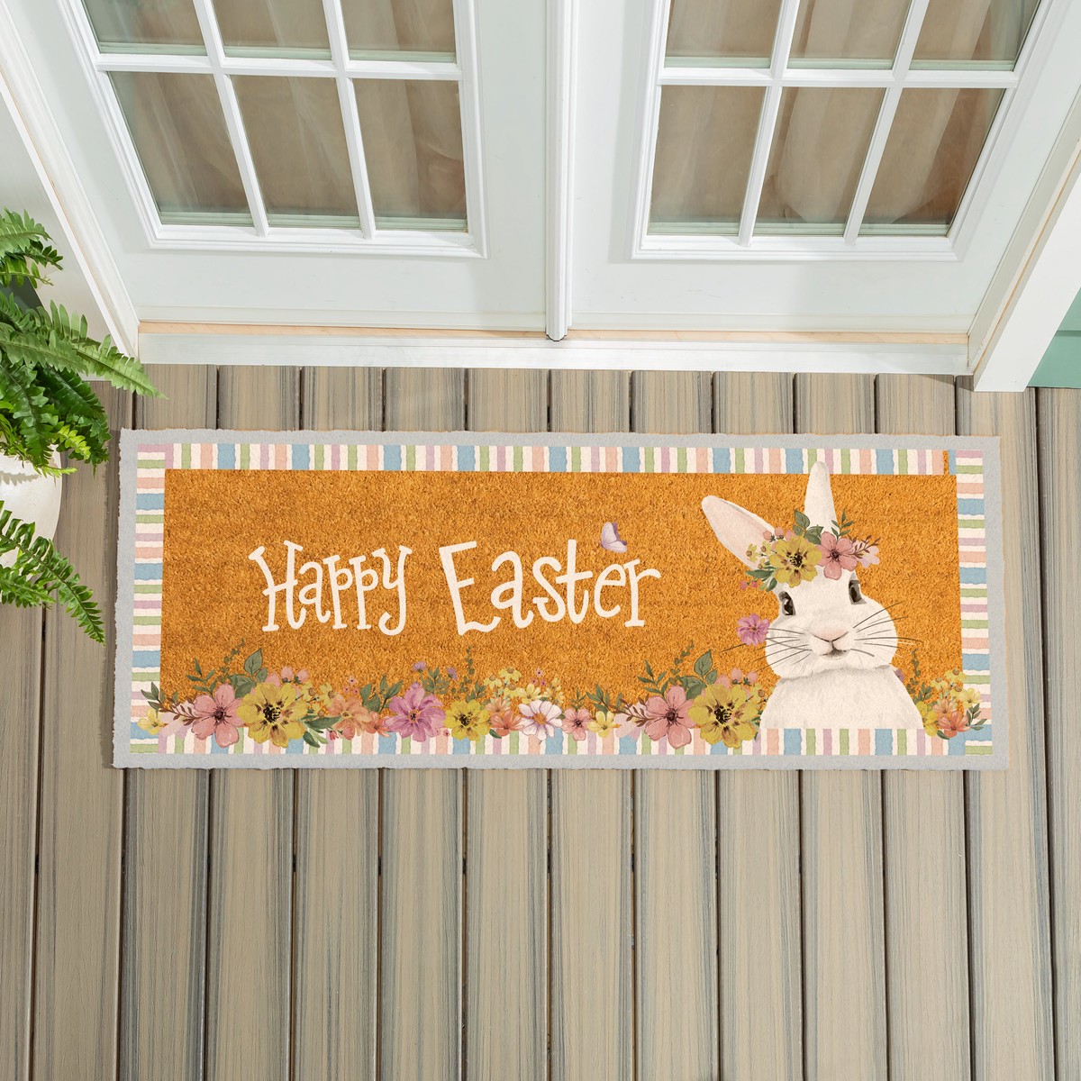 Bunny Blooms Floral Bunny Coir Mat 60