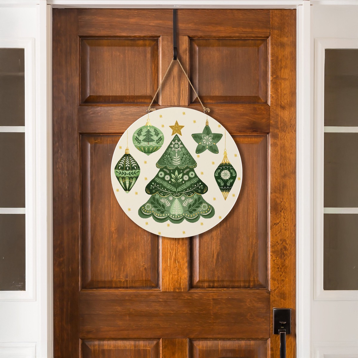 Shades Of Green Christmas Tree Wood Door Dcor 18