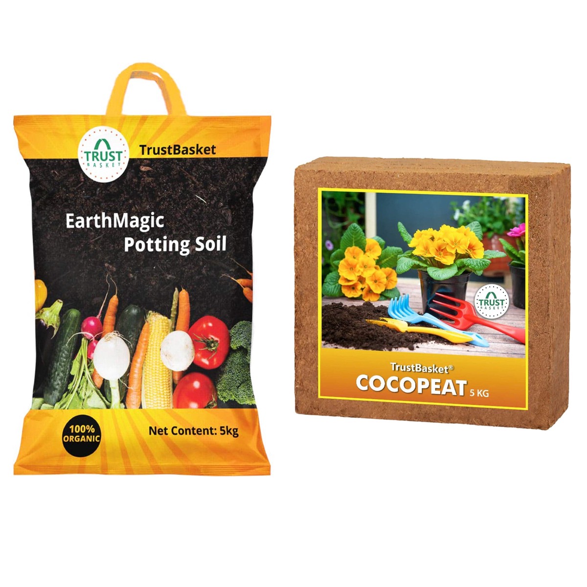 TrustBasket Cocopeat for Plants (5kg) Earth Magic Potting Soil Fertilizer for Plants (5 kg)