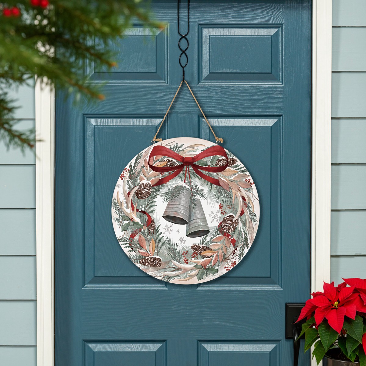 Winter Grove Wreath And Bell Door Dcor Mdf 18
