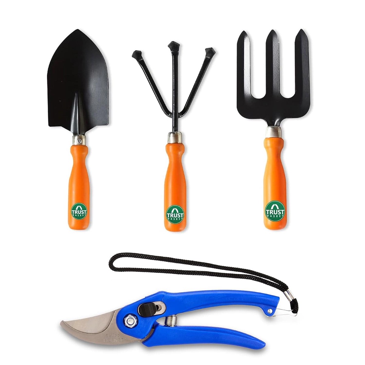 Gardening Tools Combo - Small Trowel Cultivator Fork Pruner