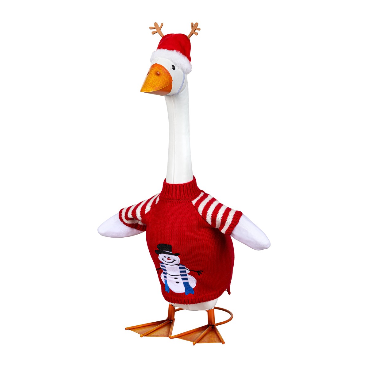 Giddy The Goose Metal Porch Statue With Ugly Sweater Outfit 21H