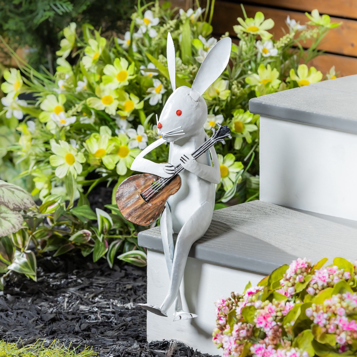 Guitarist Rabbit Garden Statue