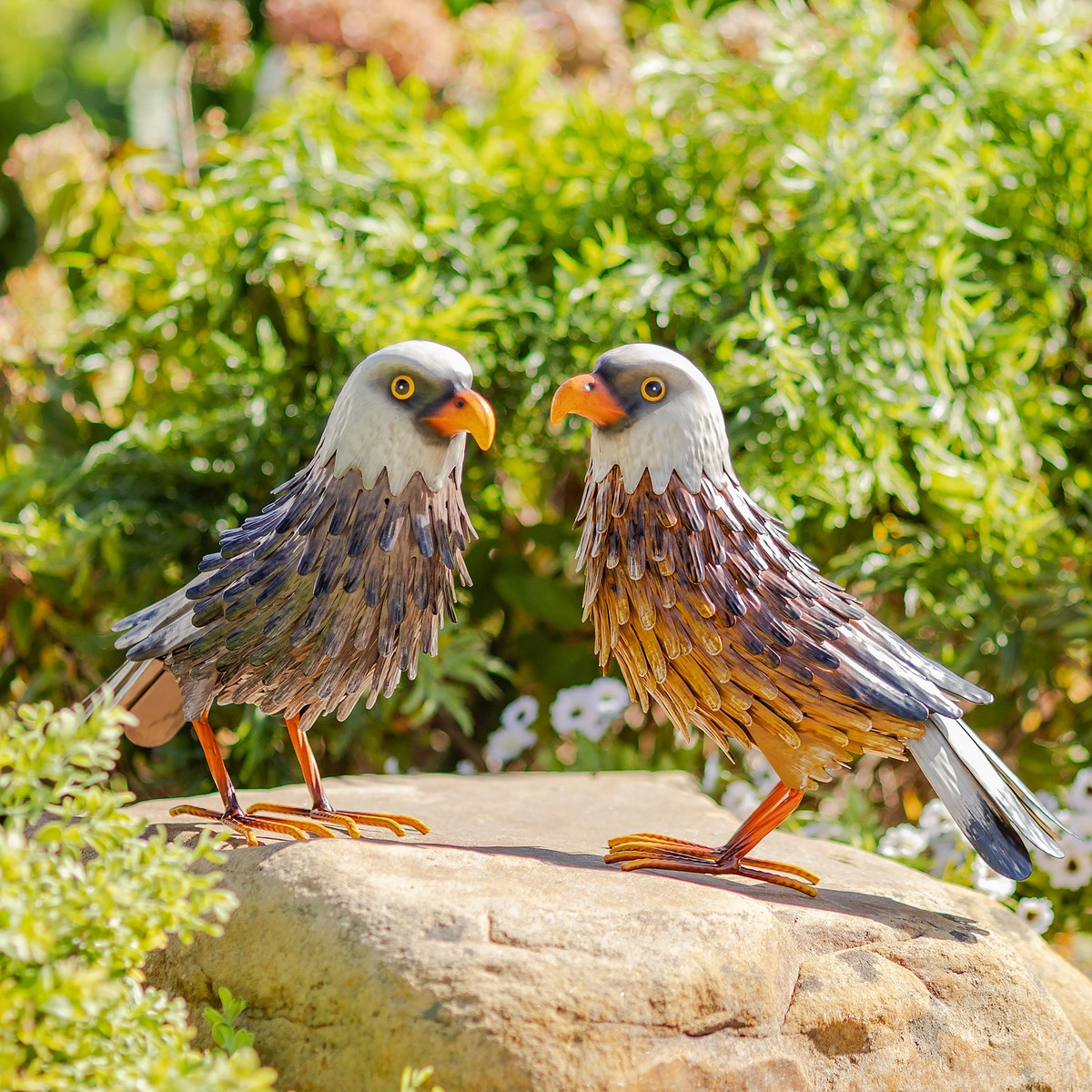 Metal Eagle Outdoor Statues Set Of 2